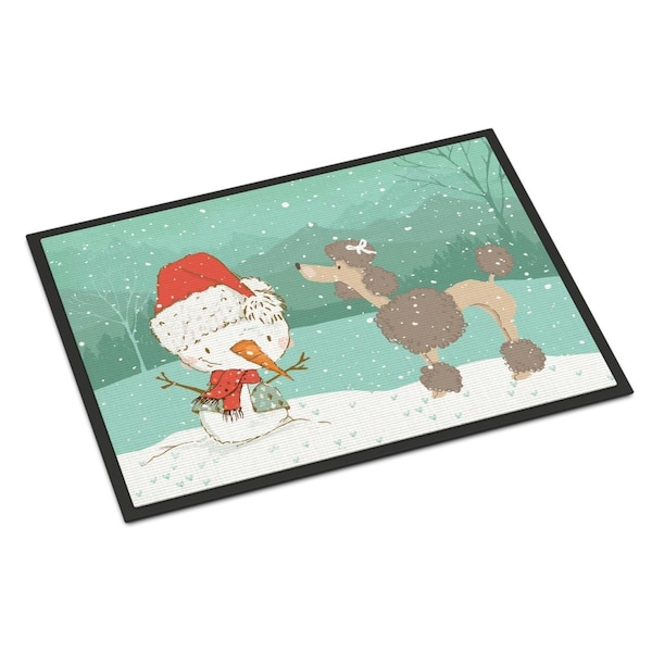 Carolines Treasures 24 x 36 in. Chocolate Poodle Snowman Christmas Indoor or Outdoor Mat CK2065JMAT - main